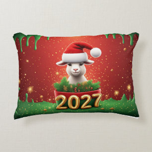 Cute Christmas Goat Cosy Holiday Gift Idea Decorative Cushion