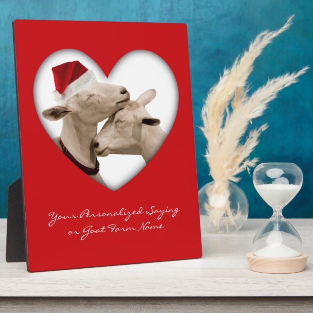 Cute Christmas Goat Couple Plaque (Side)
