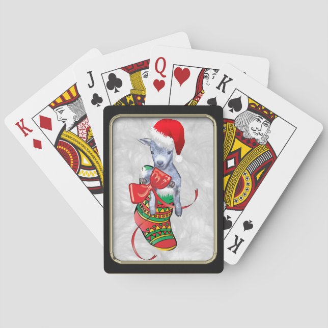 Cute Christmas Goat in Stocking  Bicycle® Playing  Cards (Back)