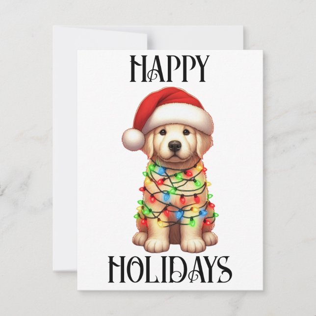 Cute Christmas Golden Retriever Holiday Card (Front)
