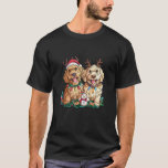 Cute Christmas Goldendoodle Dogs Santa Hat Reindee T-Shirt<br><div class="desc">Cute Christmas Goldendoodle Dogs Santa Hat Reindeer Antlers</div>