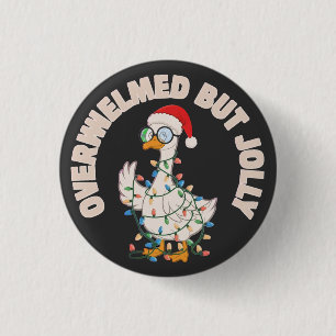 Cute Christmas Goose Wearing Santa Hat 3 Cm Round Badge