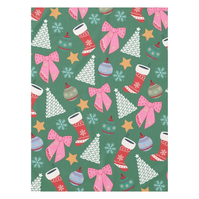 Cute Christmas Green Tablecloth (Front)
