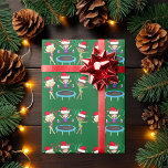 Cute Christmas Gymnastics Girls Green Gymnast Wrapping Paper<br><div class="desc">This beautiful gymnastics Christmas wrapping paper features 3 cute gymnast girls wearing Santa hats and holding a pose with ribbons on a pretty green holiday background. The blonde is holding a red ribbon,  the brunette is jumping on a trampoline,  and the African American girl is holding a green ribbon.</div>