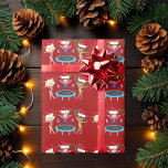 Cute Christmas Gymnastics Girls Red Gymnast Wrapping Paper<br><div class="desc">This beautiful gymnastics Christmas wrapping paper features 3 cute gymnast girls wearing Santa hats and holding a pose with ribbons on a pretty red holiday background. The blonde is holding a red ribbon,  the brunette is jumping on a trampoline,  and the African American girl is holding a green ribbon.</div>