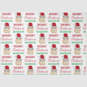 Cute Christmas Hamster Funny Animal Custom Name Tissue Paper