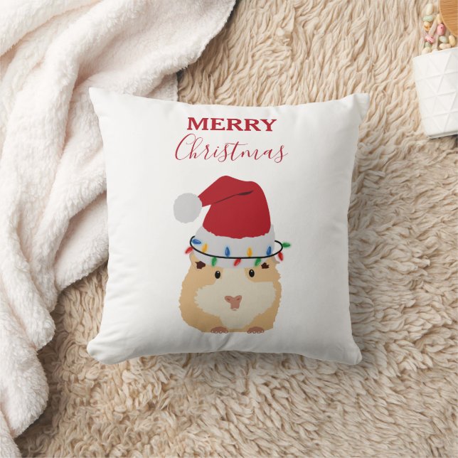 Cute Christmas Hamster Funny Animal Santa Hat   Cushion (Blanket)