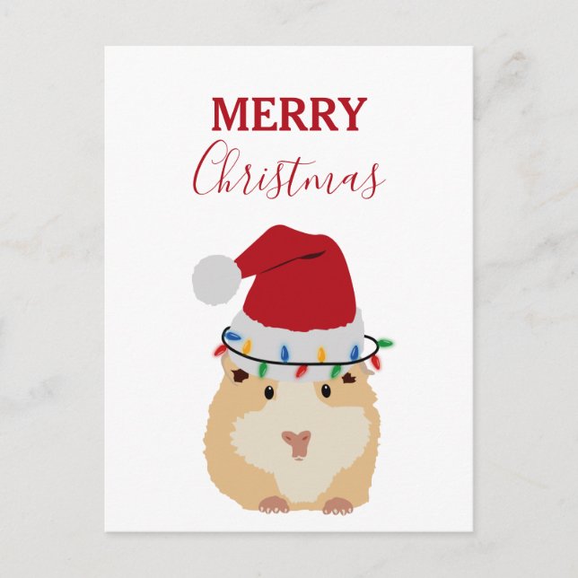Cute Christmas Hamster Funny Animal Santa Hat  Holiday Postcard (Front)