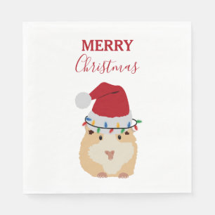 Cute Christmas Hamster Funny Animal Santa Hat Napkin