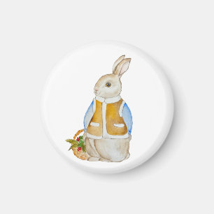 Cute Christmas hare with a basket with spruce bran Magnet