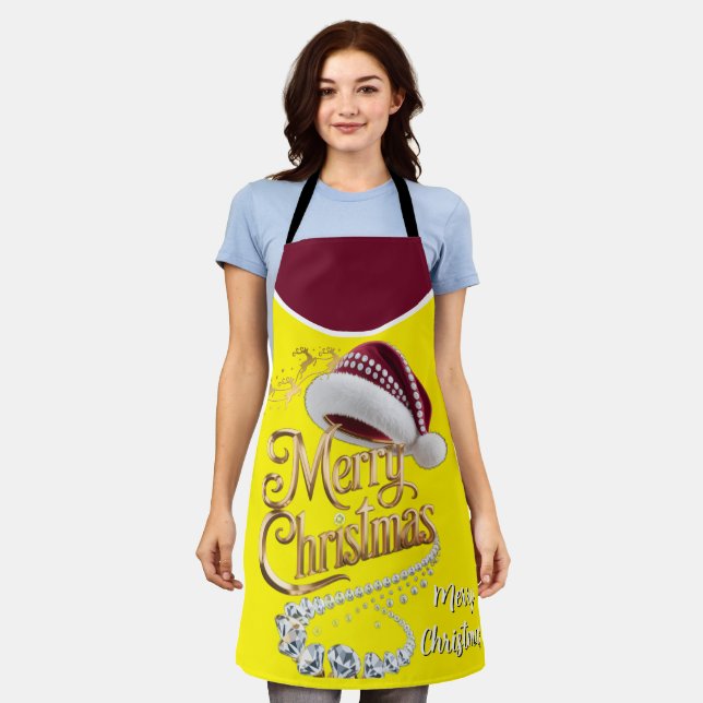 Cute Christmas hat Apron (Worn)