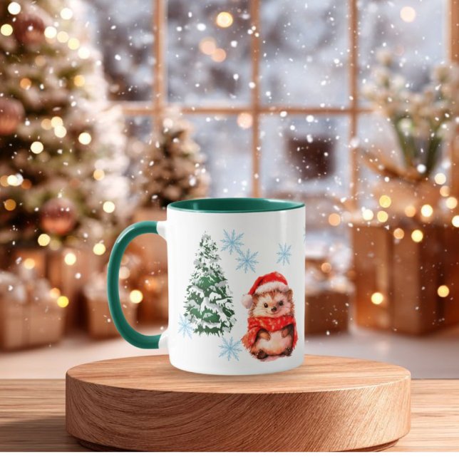 Cute Christmas Hedgehog Coffee Mug, Personalized H Mug (Creator Uploaded)