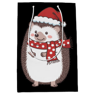 Cute Christmas Hedgehog Holiday Medium Gift Bag