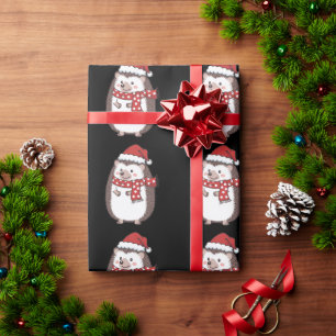 Cute Christmas Hedgehog Holiday Wrapping Paper