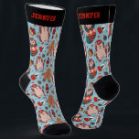 Cute Christmas Hedgehog Pattern Winter Holiday Socks<br><div class="desc">Cute and kawaii Christmas theme pattern. You can further customise the background colour using the design tool. Personalised gift with editable text for your loved ones during this holiday season.</div>