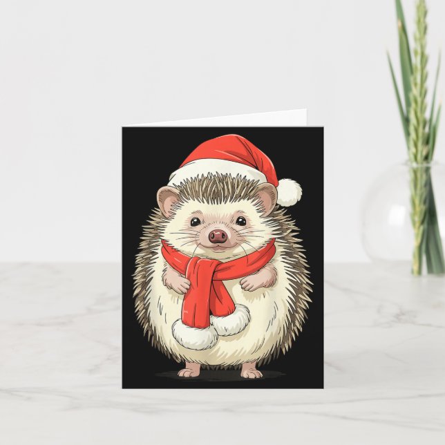 Cute Christmas Hedgehog Santa  Card (Front)