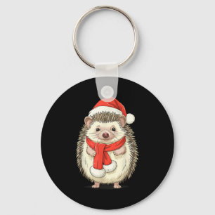 Cute Christmas Hedgehog Santa  Key Ring