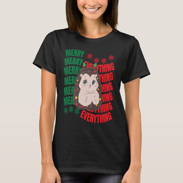 Cute Christmas hedgehog T-Shirt (Front)