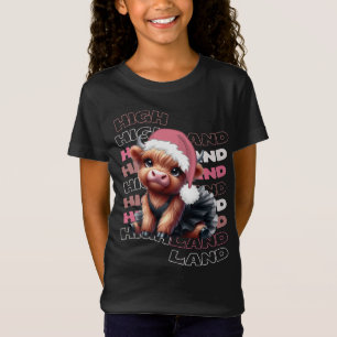 Cute Christmas Highland Cow Ballerina T-Shirt