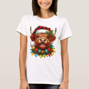 Cute Christmas Highland Cow – Festive Buffalo T-Shirt