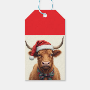 Cute Christmas Highland Cow Gift Tags