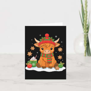 Cute Christmas Highland Cow Lover Xmas Women Farm Card