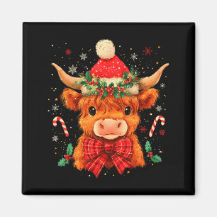 Cute Christmas Highland Cow Mooey Xmas Heifer Sant Magnet