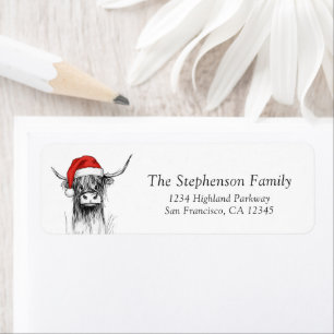 Cute Christmas Highland Cow Return Address