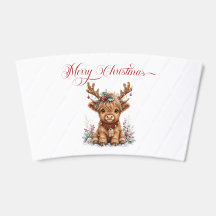 Cute Christmas Highland Cow with Festive Antlers
