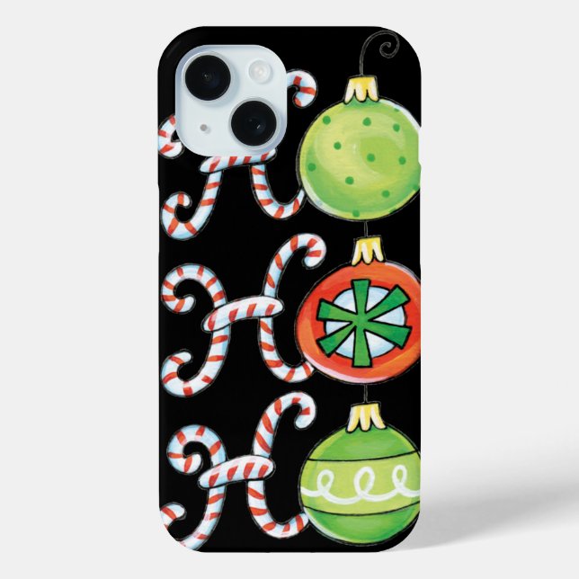 Cute Christmas Ho Ho Ho, Candy Canes Ornaments Case-Mate iPhone Case (Back)