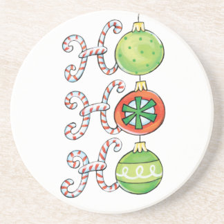 Cute Christmas Ho Ho Ho, Candy Canes Ornaments Coaster