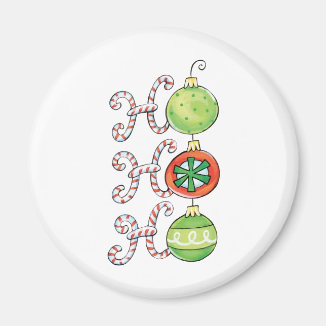Cute Christmas Ho Ho Ho, Candy Canes Ornaments Magnet (Front)