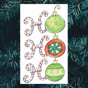Cute Christmas Ho Ho Ho, Candy Canes Ornaments Rectangular Sticker