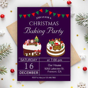Cute Christmas Holiday Baking Party Invitation