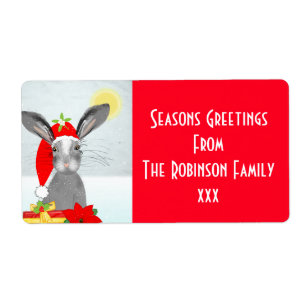 Cute Christmas Holiday Bunny Rabbit Editable