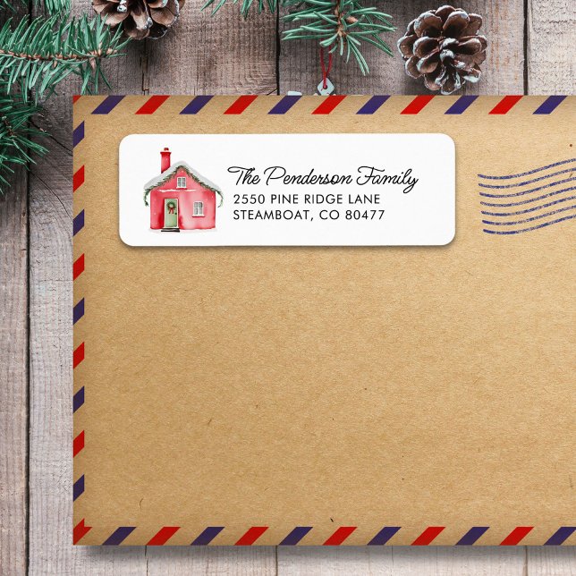 Cute Christmas Holiday House Custom Return Address (Creator Uploaded)