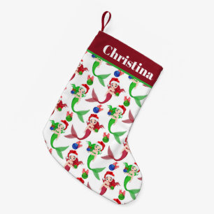 Cute Christmas Holiday mermaid Small Christmas Stocking