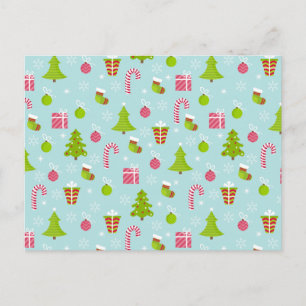 Cute Christmas Holiday Pattern Postcard