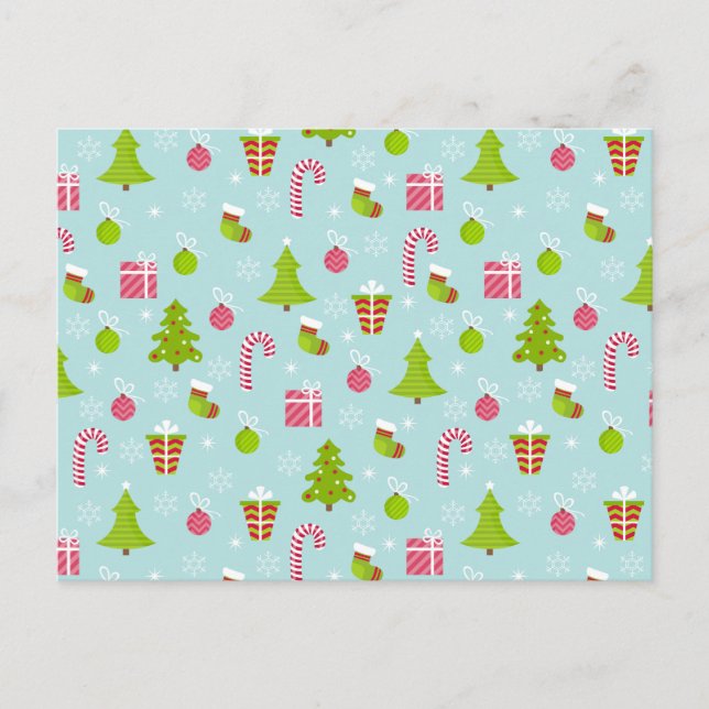 Cute Christmas Holiday Pattern Postcard (Front)