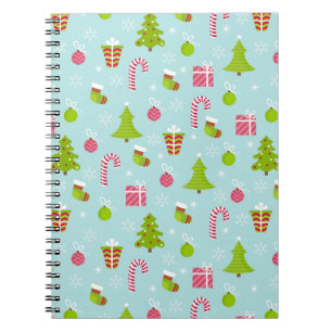 Cute Christmas Holiday Pattern Spiral Notebook