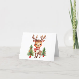 Cute Christmas Holiday Reindeer Xmas Trees BLANK Card