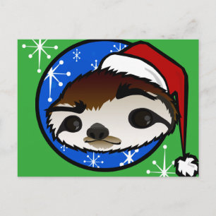 CUTE CHRISTMAS HOLIDAY SLOTH POSTCARD