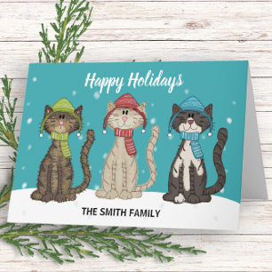 Cute Christmas Holiday Winter Cats Card