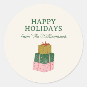 Cute Christmas Holidays Gift From Personalized Classic Round Sticker