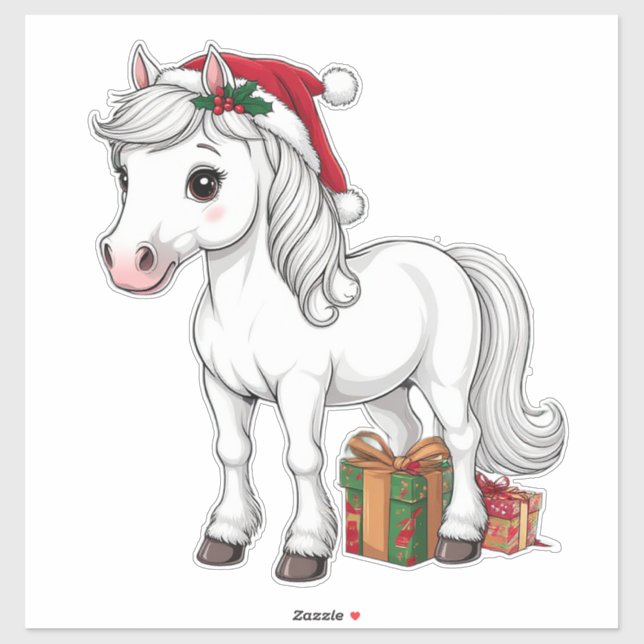 Cute Christmas Horse With Santa Hat (Sheet)