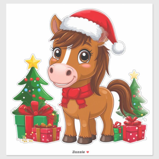 Cute Christmas Horse With Santa Hat (Sheet)