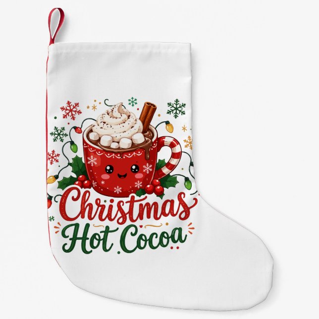 Cute Christmas Hot Cocoa Mug Small Christmas Stocking (Front)