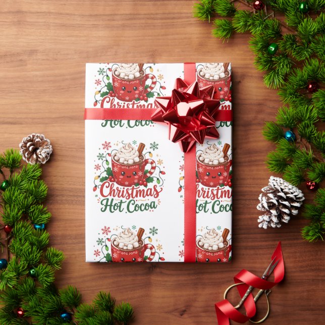 Cute Christmas Hot Cocoa Mug Wrapping Paper (Holiday Gift)