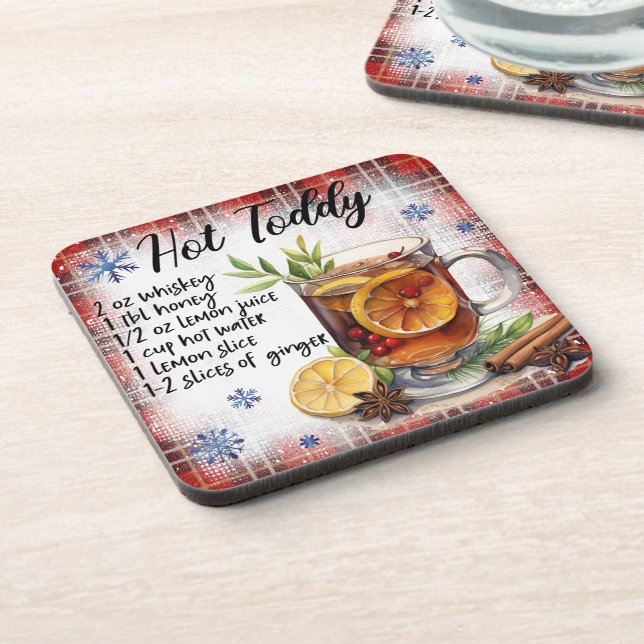 Cute Christmas Hot Toddy Drink Recipe Coaster (Left Side)