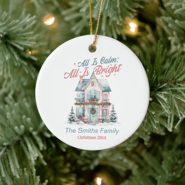 Cute Christmas House Ceramic Tree Decoration (Tree)